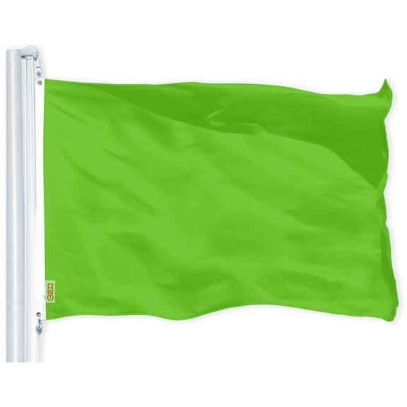G128 Solid Lime Green Color Flag | 3x5 feet | Printed 150D Indoor/Outdoor, Vibrant Colors, Brass Grommets, Quality Polyester, Much Thicker More Durable Than 100D 75D Polyester