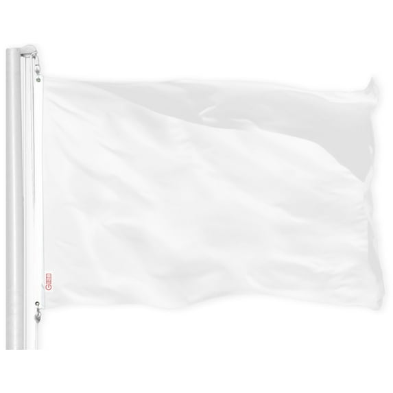 G128 Solid White Color Flag | 3x5 feet | Printed 150D – Indoor/Outdoor, Vibrant Colors, Brass Grommets, Quality Polyester, Much Thicker More Durable Than 100D 75D Polyester