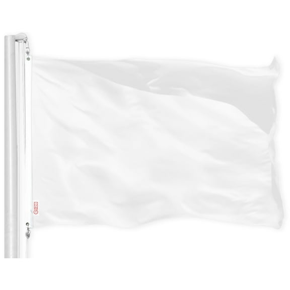 G128 Solid White Color Flag | 3x5 feet | Printed 150D  Indoor/Outdoor, Vibrant Colors, Brass Grommets, Quality Polyester, Much Thicker More Durable Than 100D 75D Polyester