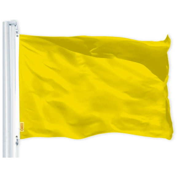 G128 Solid Yellow Color Flag | 3x5 feet | Printed 150D – Indoor/Outdoor, Vibrant Colors, Brass Grommets, Quality Polyester, Much Thicker More Durable Than 100D 75D Polyester