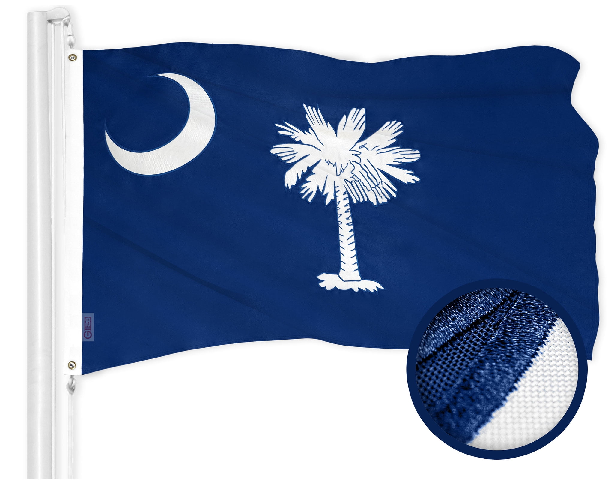 G128 South Carolina Flag 3x5 Ft - EMBROIDERED 210D Polyester, Brass ...