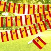 G128 Spain Buntings Flag 8.2 x 5.5 In Spanish Banner, 33 ft String Printed 150D Polyester, School, Festival Sports Events