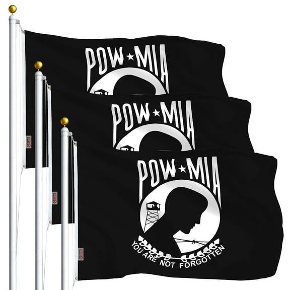 G128 - THREE PACK POW MIA Flag You are Not Forgotten Prisoner of War Flag 3x5ft Quality Printed Polyester with Brass Grommets