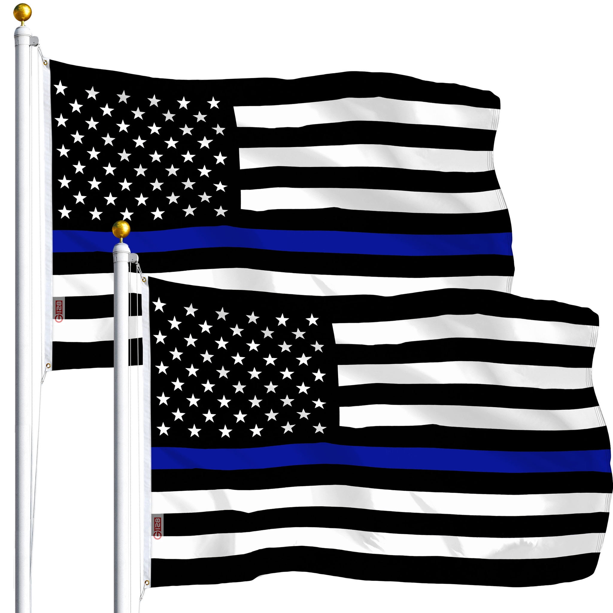 G128 TWO PACK 3'x5' THIN BLUE LINE FLAG BLACK & WHITE USA FLAG Law