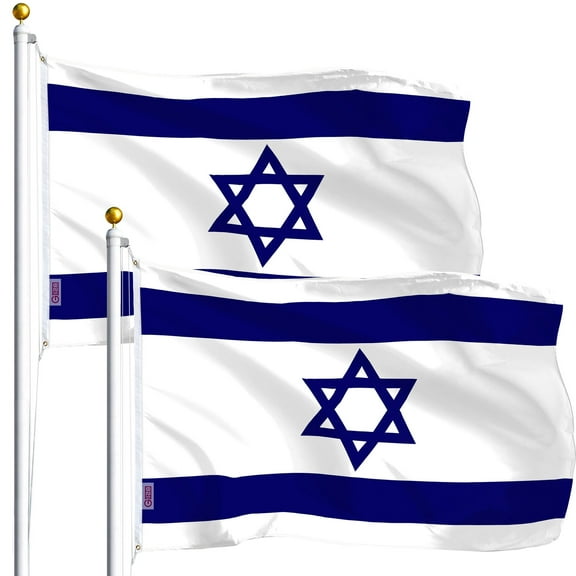 G128 2 Pack: Israel Flags 3x5 Ft | LiteWeave 100D Polyester | Vibrant Colors, Brass Grommets Outdoor