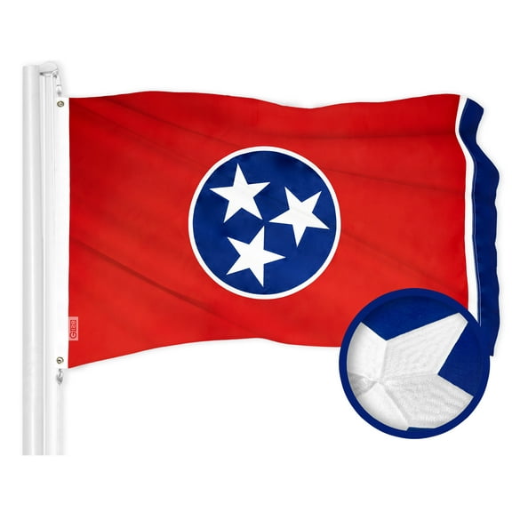 G128 Tennessee State Flag | 2x3 Ft | ToughWeave Series Embroidered 300D Polyester | Embroidered Design, Indoor/Outdoor, Brass Grommets
