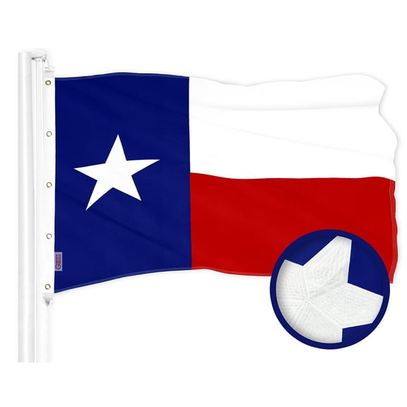 G128 Texas TX State Flag | 8x12 Ft | ToughWeave Series Embroidered 300D Polyester | Embroidered Design, Indoor/Outdoor, Brass Grommets