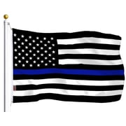 G128 Thin Blue Line Flag, 3x5 ft, LiteWeave Series Printed 100D Polyester, Brass Grommets