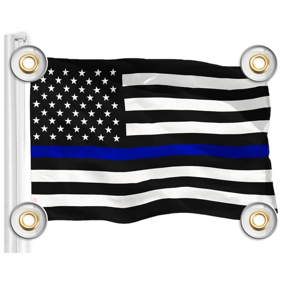 G128 Thin Blue Line Flag | 3x5Ft | LiteWeave Pro Series Printed 150D Polyester, 4 Corner Brass Grommets | Duty and Honor Flag, Vibrant Colors, Perfect For Balcony, More Durable Than 100D 75D Polyester