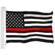 G128 Thin Red Line Flag 150D Polyester U.S. Printed Flag 3X5 FT Brass Grommets Indoor/Outdoor - Much Thicker and More Durable than 100D and 75D Polyester