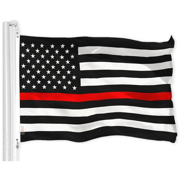 G128 Thin Red Line Flag 150D Polyester U.S. Printed Flag 3X5 FT Brass Grommets Indoor/Outdoor - Much Thicker and More Durable than 100D and 75D Polyester