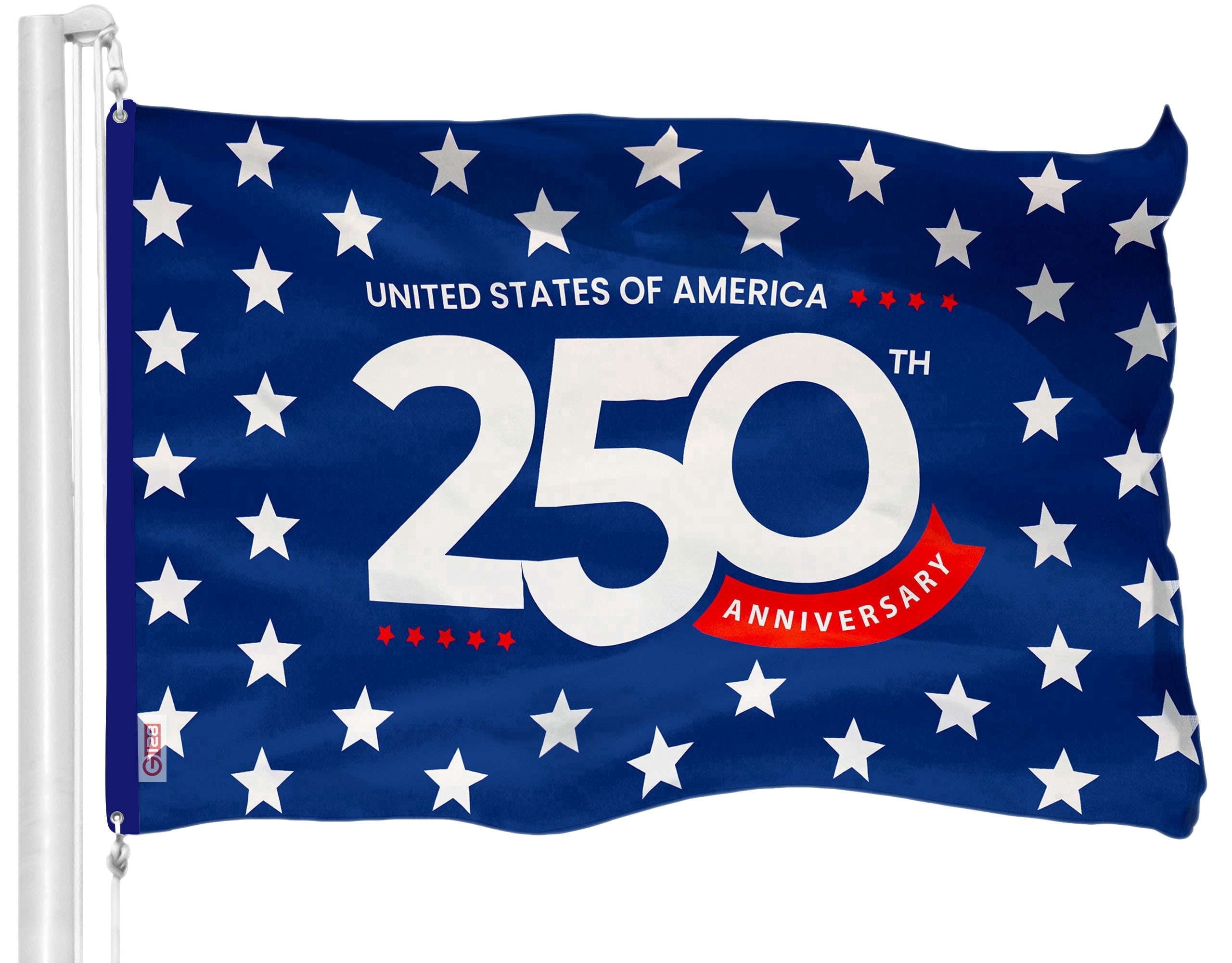 G128 Double-Sided USA 250th Anniversary Flag 3x5 ft 1776-2026 Stars Patriotic w/ Grommets
