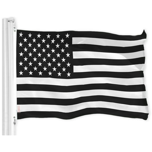 G128 - USA Black and White Flag 150D Polyester 3x5 FT Printed Flag - Protest Flag Brass Grommets Indoor/Outdoor - Much Thicker More Durable Than 100D 75D Polyester
