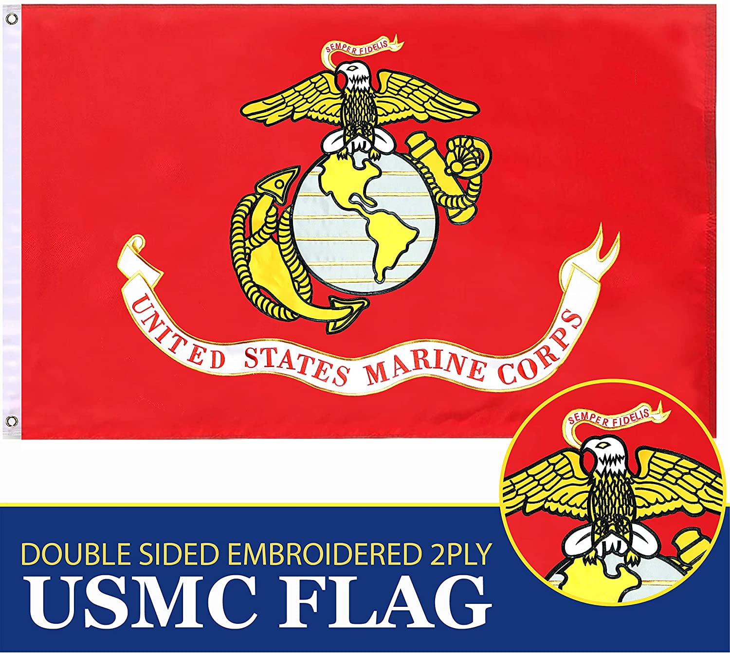 G128 USMC United States Marine Corps 2x3 ft - Double Sided