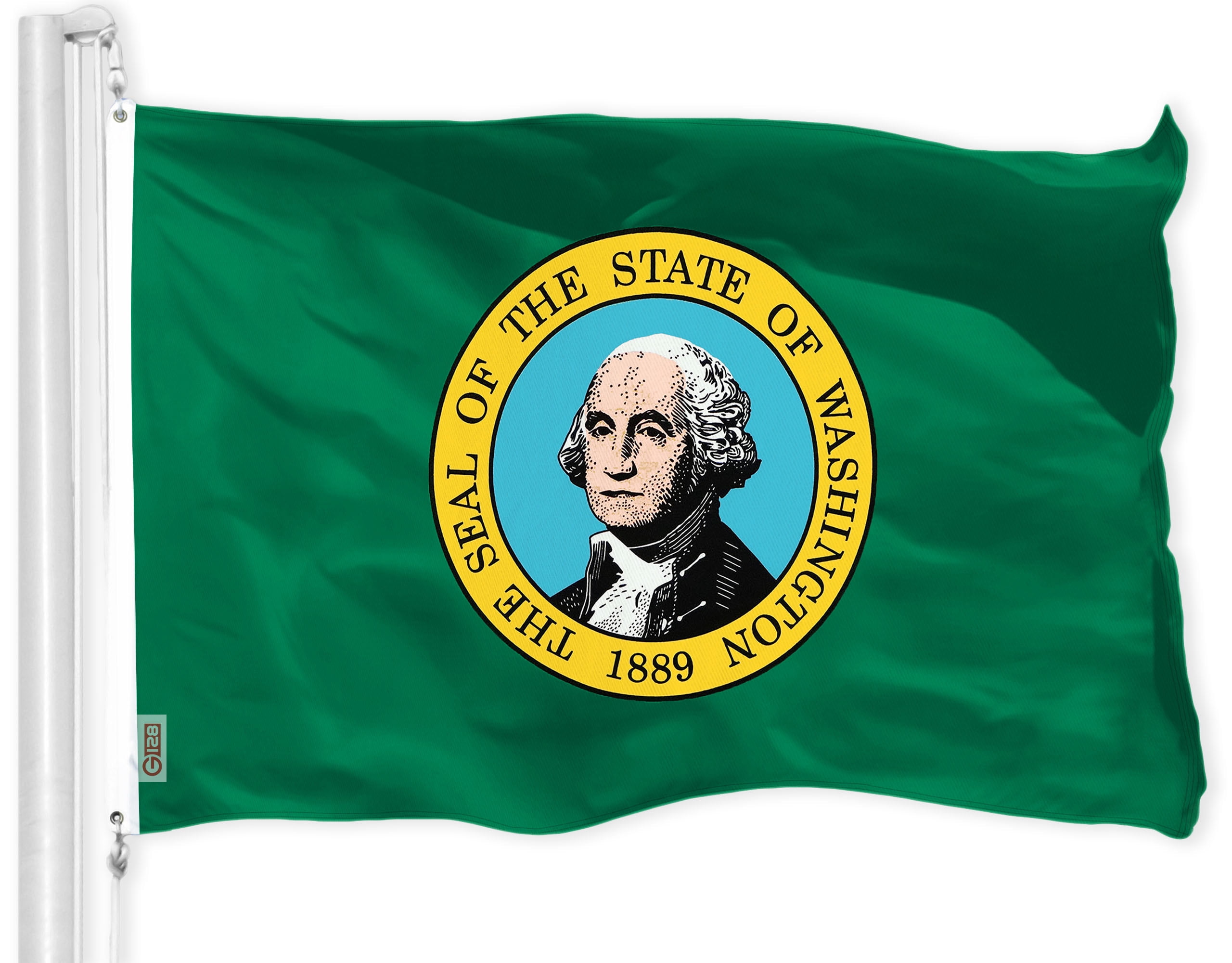Washington State Flag 3x5 Feet Green Polyester with Brass Grommets