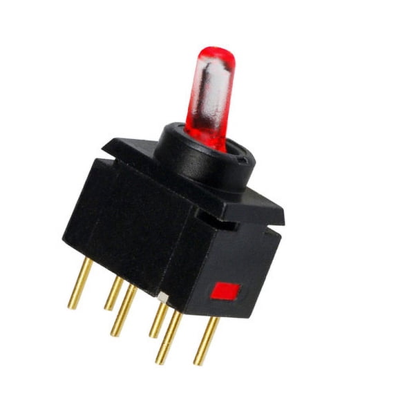 G12JPC Switch Toggle ON None ON SPDT Lighted Lever PC Pins 0.1A 28VAC 28VDC 0.4VA PC Mount