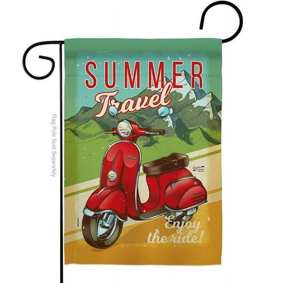 G135078-BO 13 x 18.5 in. Summer Scooter Travel Interests Vehicle Double-Sided Decorative Vertical Garden Flags - House Decoration Banner Yard Gift