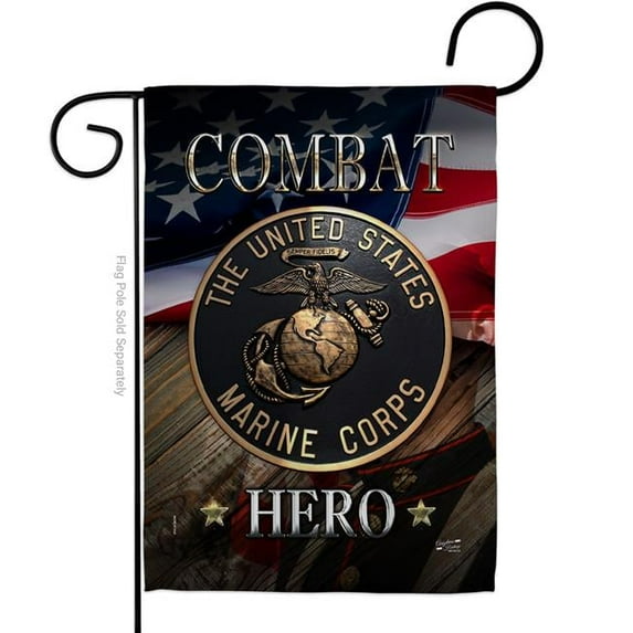 G135134-BO 13 x 18.5 in. Marine Combat Hero Garden Flag with Armed Forces Corps Double-Sided Decorative Vertical Flags House Decoration Banner Yard Gift