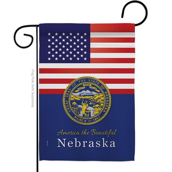 G142579-BO 13 x 18.5 in. USA Nebraska American State Vertical Garden Flag with Double-Sided House Decoration Banner Yard Gift