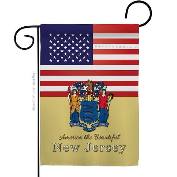 G142582-BO 13 x 18.5 in. USA New Jersey American State Vertical Garden Flag with Double-Sided House Decoration Banner Yard Gift