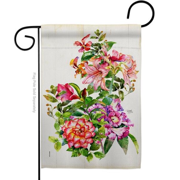 G154130-BO Colorful Floral Double-Sided Decorative Garden Flag, Multi Color