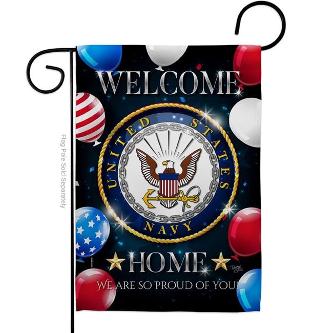 G158628-BO 13 x 18.5 in. Welcome Home Navy Garden Flag with Armed Forces Double-Sided Decorative Vertical Flags House Decoration Banner Yard Gift
