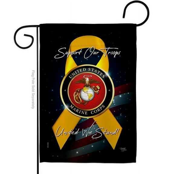 G158645-BO 13 x 18.5 in. Support Marine Corps Garden Flag with Armed Forces Double-Sided Decorative Vertical Flags House Decoration Banner Yard Gift