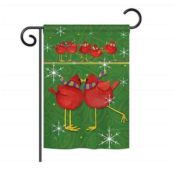 G164216-BO Callin All Cardinals Winter Wonderland Impressions Decorative Vertical 13 x 18.5 in. Double Sided Garden Flag