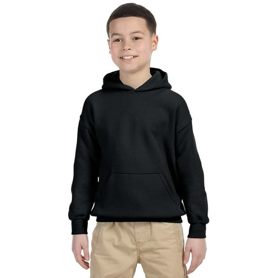 G185B HeavyBlend Youth Hoodie -Black-Small