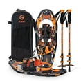 thumbnail image 1 of G2 21Inches Light Weight Snowshoes, with Special EVA Padded Ratchet Binding, Heel Lift, Toe Box, Flexible Pivot Bar, Durable Back Strap, Set with Trekking Poles(Orange), 1 of 7