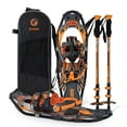 thumbnail image 1 of G2 25Inches Light Weight Snowshoes, with Special EVA Padded Ratchet Binding, Heel Lift, Toe Box, Flexible Pivot Bar, Durable Back Strap, Set with Trekking Poles(Orange), 1 of 7