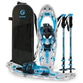 G2 30Inches Light Weight Snowshoes, With Special EVA Padded Ratchet Binding Heel Lift Toe Box Flexible Pivot Bar Durable Back Strap Set Trekking Poles Blue