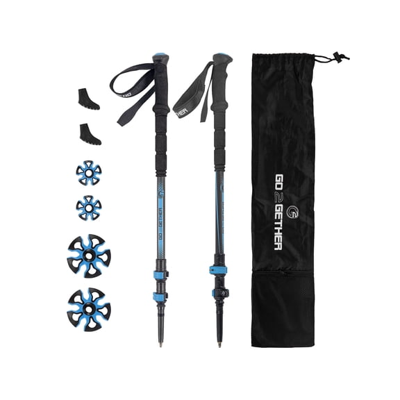 G2 Carbon Fiber Trekking Poles Telescopic/EVA Foam Grip/Foam Padded Wrist Strap/Auto-Adjustable Strap/Quick Flip Lock (Pack of 2 Poles)