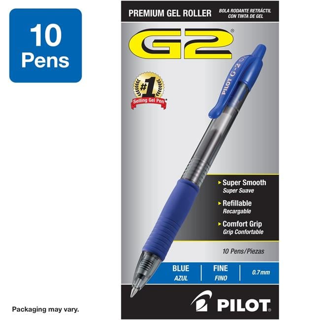 G2 Fine Gel Pen, Black & Blue - Pack of 10