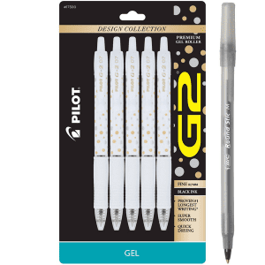 G2 Gel 0.7mm Pilot Design Collection Dots Black Ink Pens with pan