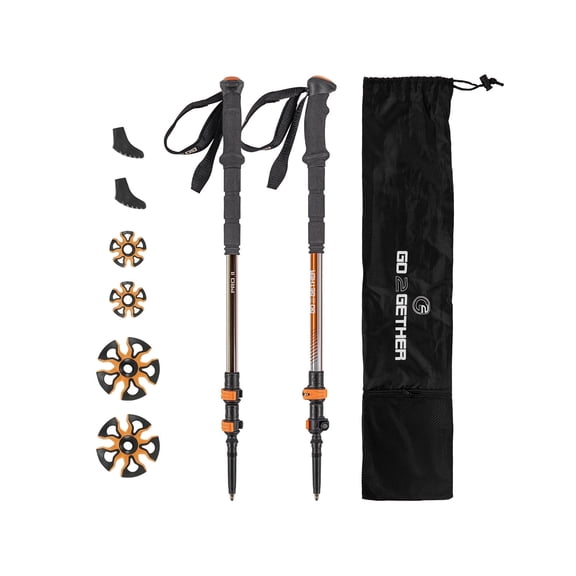 G2 Hiker Trekking Hiking Poles Telescopic/Aluminium Alloy/EVA Foam Grip/Cork Grip/Foam Padded Wrist Strap/Auto-Adjustable Strap/Quick Flip Lock (Pack of 2 Poles).Yellow/Blue