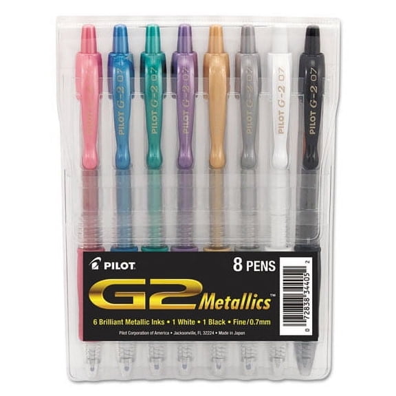 G2 Metallics Gel Pen, Retractable, Fine 0.7 Mm, Assorted Ink And Barrel Colors, 8/pack | Bundle of 2 Sets