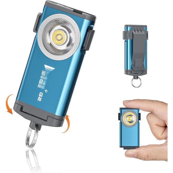 G2 Mini Flashlights, 500 Lumens Small EDC Flashlight , 5 Modes Rechargable Handheld Pocket with High Lumens for Camping, Outdoor, , Everyday Flashlights(Blue)