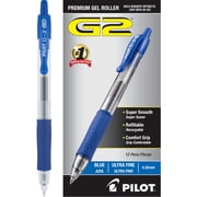 Pilot, G2 Premium Gel Roller Pens, Ultra Fine Point Gel Pens 0.38 mm, Pack of 12, Blue
