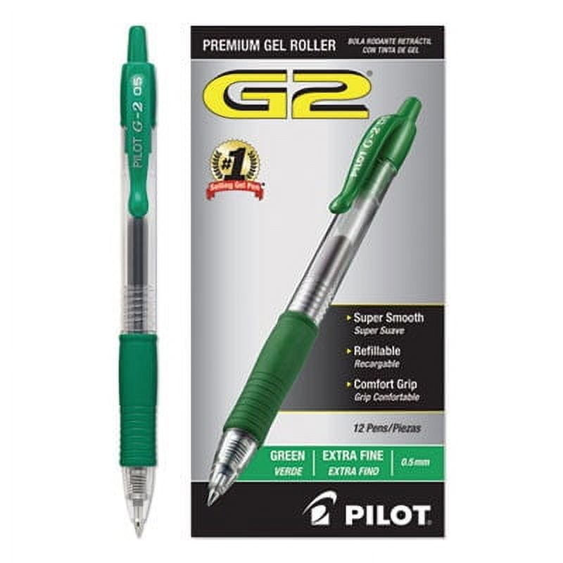 G2 Premium Gel Pen, Retractable, Extra-Fine 0.5 Mm, Green Ink, Smoke Barrel, Dozen