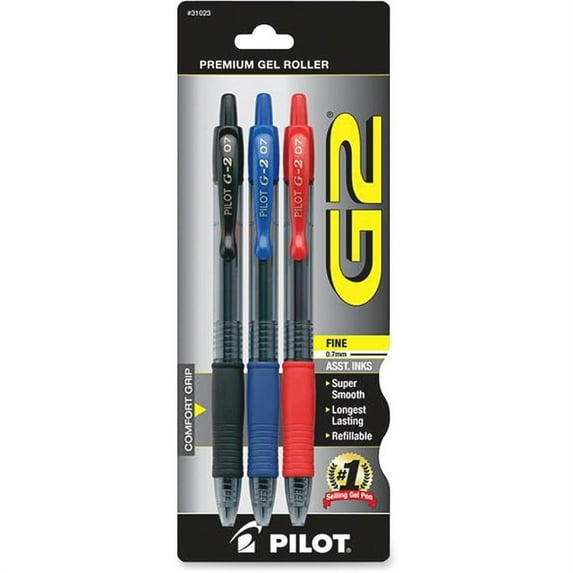 Pilot, PIL31023, G2 Retractable Gel Ink Pens, 3 / Pack