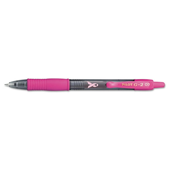 G2 Premium Pink Ribbon Retractable Gel Ink Pen, Black Ink, .7mm, Dozen