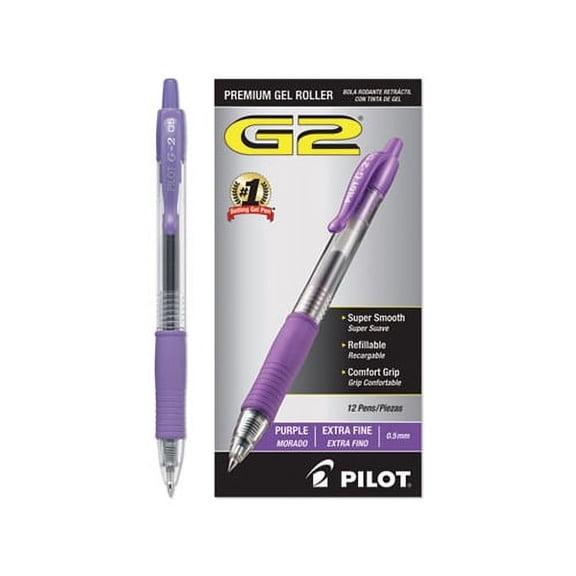 G2 Premium Retractable Gel Pen 0.5 mm, Purple Ink, Smoke Barrel, Dozen