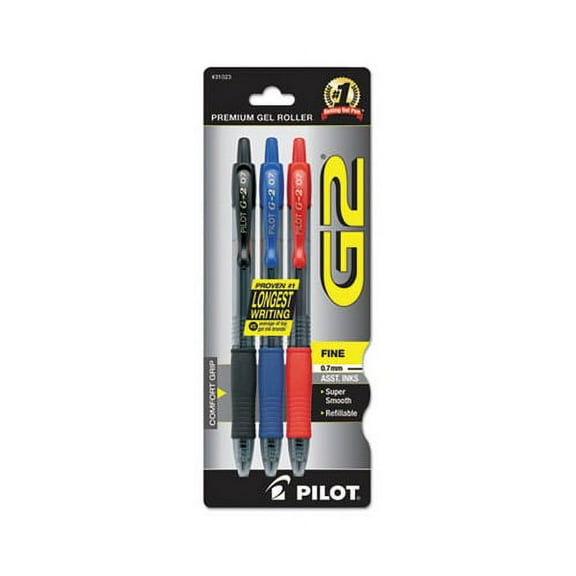 G2 Premium Retractable Gel Pen 0.7 mm, Assorted Ink, Smoke Barrel, 3/Pack
