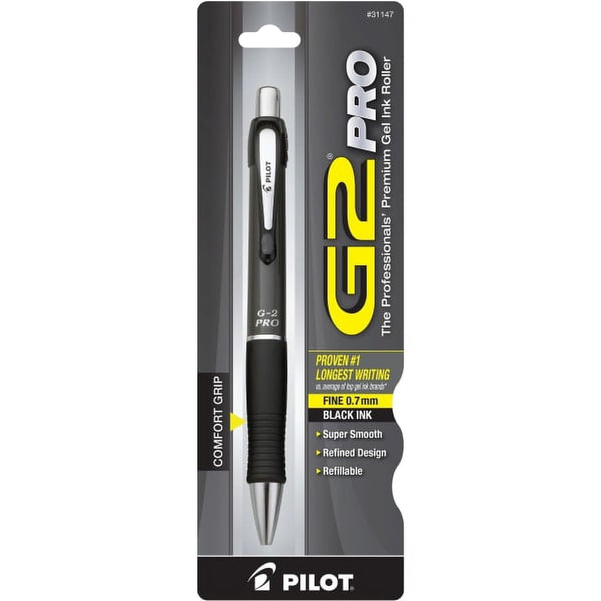 G2 Pro Gel Pen, Retractable, Fine 0.7 Mm, Black Ink, Gray Barrel | Bundle of 5 Each