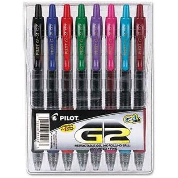 G2 Retr Gel Ink Roller Ball Pen, CR Brl, 8 Asstd Ink Colors, Fine, 8/pk, 3 SETS