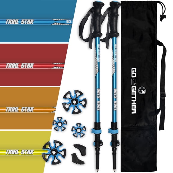 G2 Telescopic Trekking Poles/Aluminum Alloy/Comfort BMM Handle/Foam Padded Wrist Strap Auto-Adjustable Strap Quick Flip Lock Snow Baskets Attached
