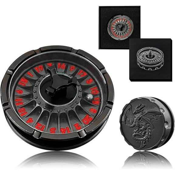 G20 Roulette Dice Spinner for DND Dice Set, 7-in-1 Dragon Metallic D&D Dice with Gift Case for Dungeons and Dragon Game, RPG Role Playing Table Game Gifts (Black-red)