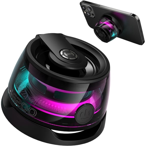 G200 2-in-1 Magnetic Cell Phone Stand Bluetooth Speaker for iPhone, Android & Anything Metal - Small/Portable/Multifunctal with RGB Lights Strong Strength Ideal Gift
