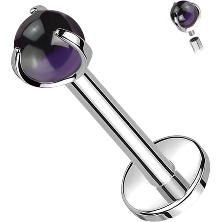 G23 Quality Titanium Threaded Stud Earrings, Black Onyx/White Opal/Amethyst/Turquoise Stud Cartilage Earrings, 16G Helix Labret Lip Monroe Tragus Piercing Jewelry 8mm[k597]